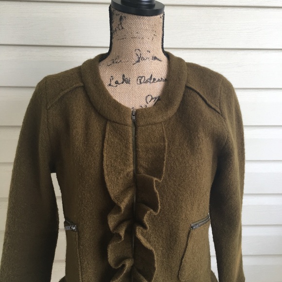 LOFT Merino Wool Zip Up Peplum Cardigan - Picture 2 of 5